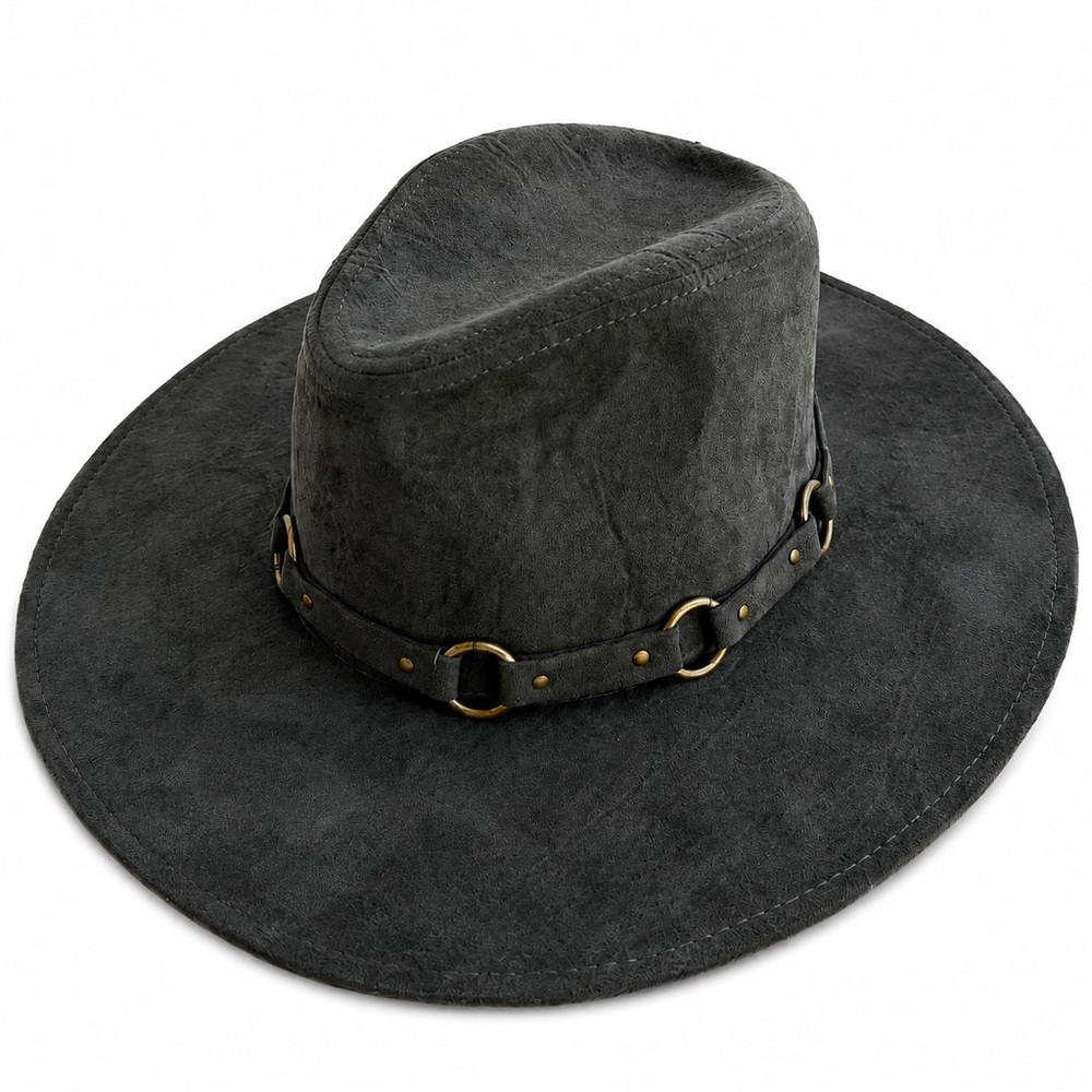 Free People Wide Brim Rancher Hat Olive Green Western Boho Festival Faux Suede